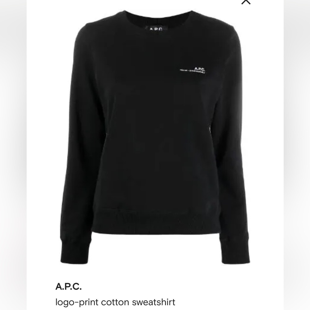 A.P.C Black Logo print sweatshirt size medium
